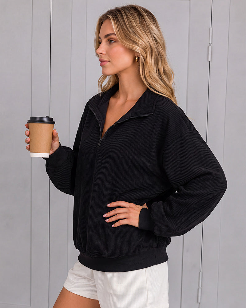 Leopard-Print Half-Zip Oversized Pullover - view 10