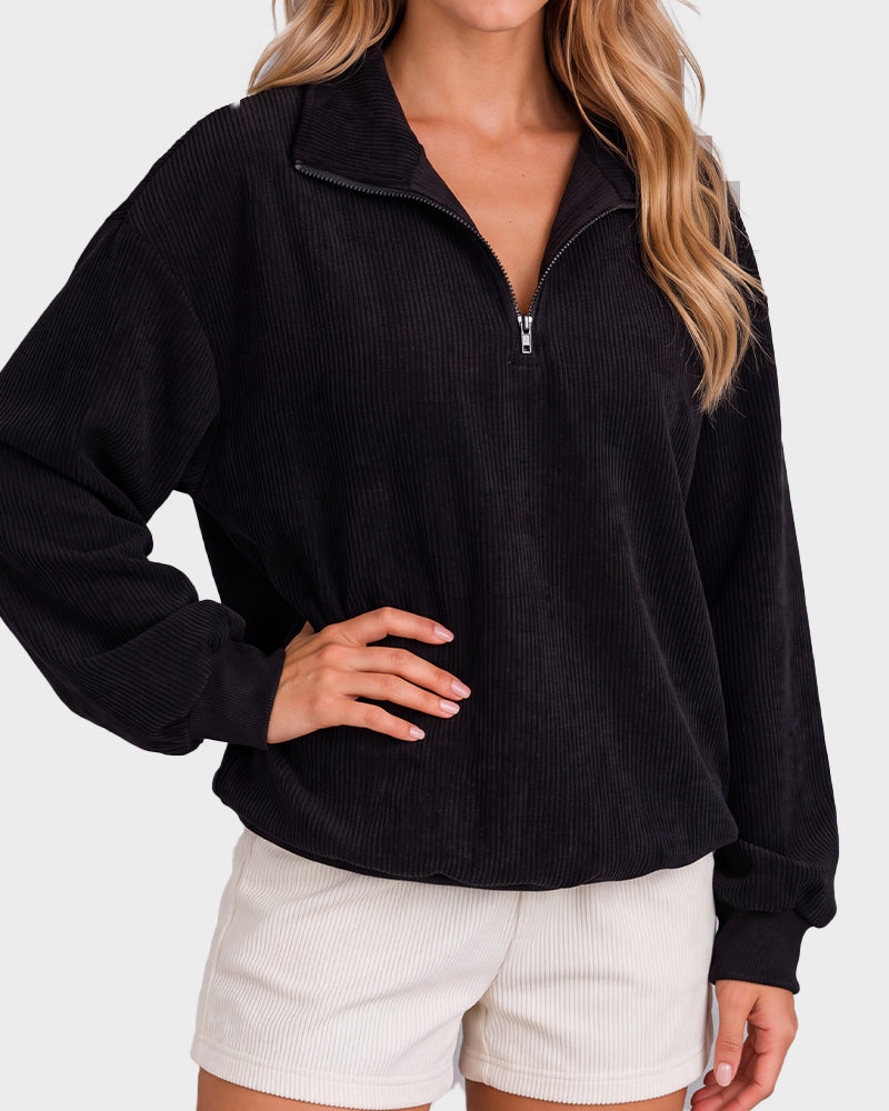 Leopard-Print Half-Zip Oversized Pullover - view 19