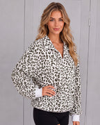 Leopard-Print Half-Zip Oversized Pullover - view 7