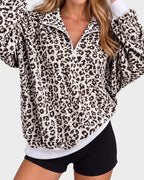 Leopard-Print Half-Zip Oversized Pullover - view 18