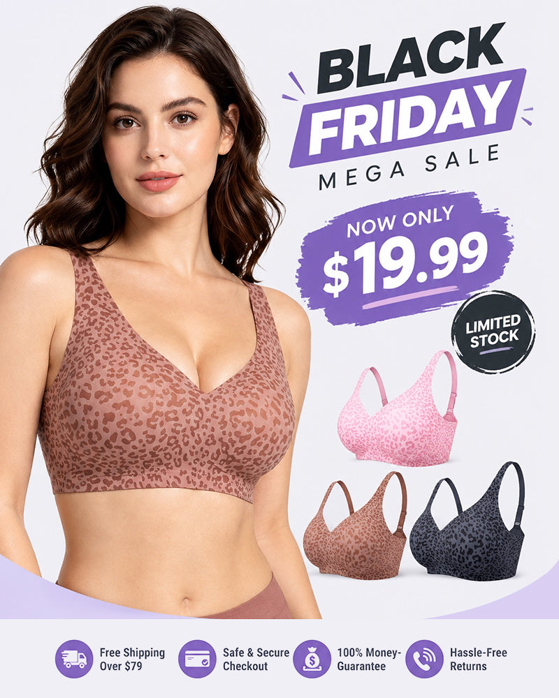 Leopard Deep-V Wire-Free Push-Up Bra
