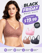 Leopard Deep-V Wire-Free Push-Up Bra