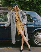 Long Double-Breasted Notched-Lapel Coat - view 18