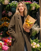 Long Double-Breasted Notched-Lapel Coat - view 6