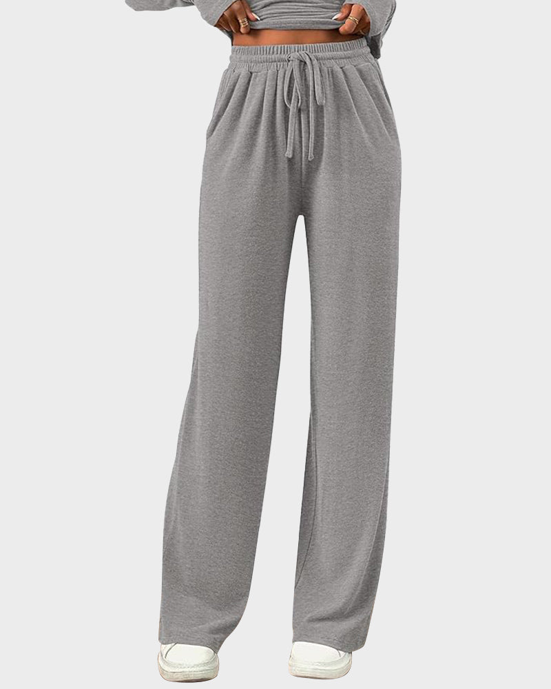 Long Sleeve Tee & Wide Leg Pants 2 Piece Lounge Set - view 4
