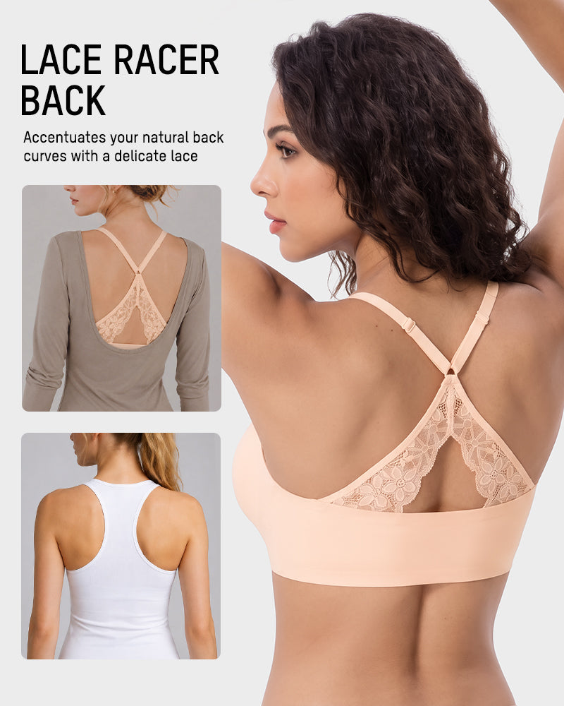 Magnetic Front-Closure Lace Racerback Bra - view 2