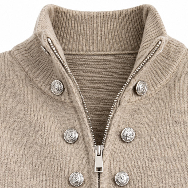 Mock-Neck Two-Way Zip Knit Cardigan - view 2