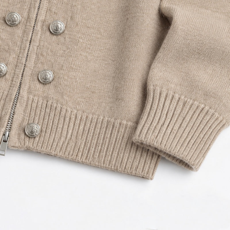 Mock-Neck Two-Way Zip Knit Cardigan - view 5