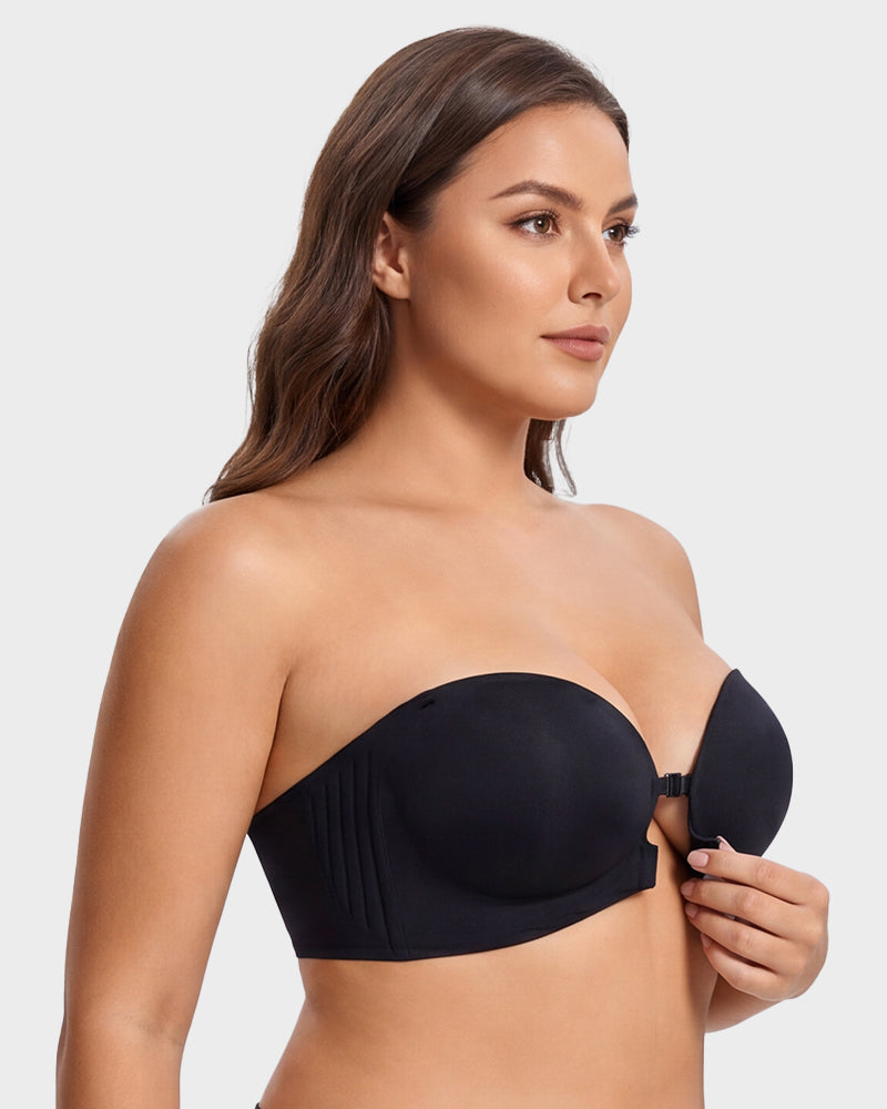 No-Slip Front Closure Push-Up Strapless Bra - view 4