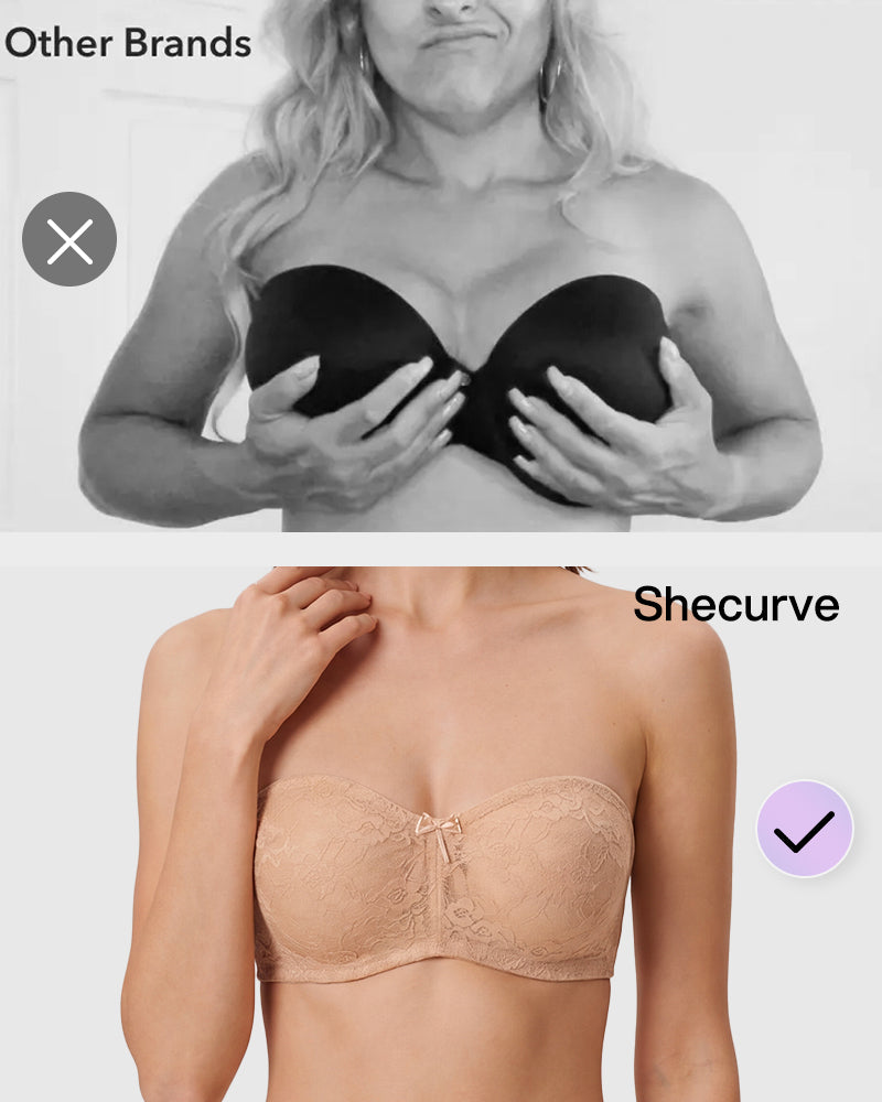 No Slip Strapless Lace Push Up Bra - view 4