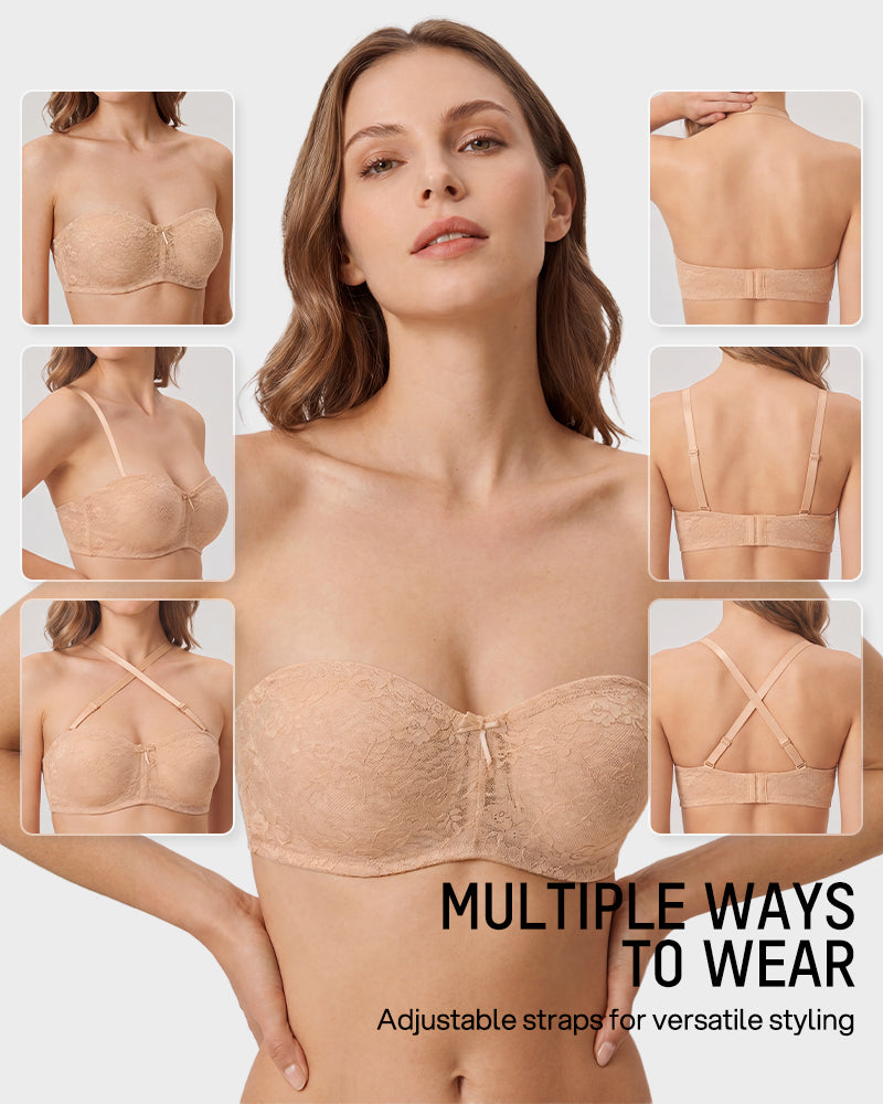 No Slip Strapless Lace Push Up Bra - view 2