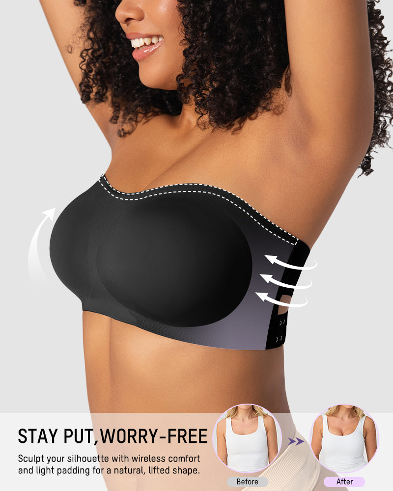 Non-Slip Crossover Side Hook Bandeau Bra - view 2