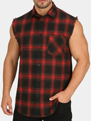 Men's Casual Summer Plaid Sleeveless Shirt