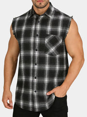 Men's Casual Summer Plaid Sleeveless Shirt
