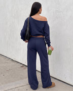 Off-Shoulder Wide-Leg 2-Piece Sweatsuit - view 10