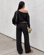 Off-Shoulder Wide-Leg 2-Piece Sweatsuit - view 8