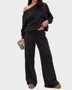 Off-Shoulder Wide-Leg 2-Piece Sweatsuit - view 14
