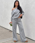 Off-Shoulder Wide-Leg 2-Piece Sweatsuit - view 5
