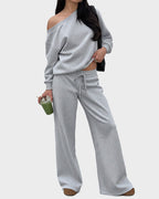 Off-Shoulder Wide-Leg 2-Piece Sweatsuit - view 13