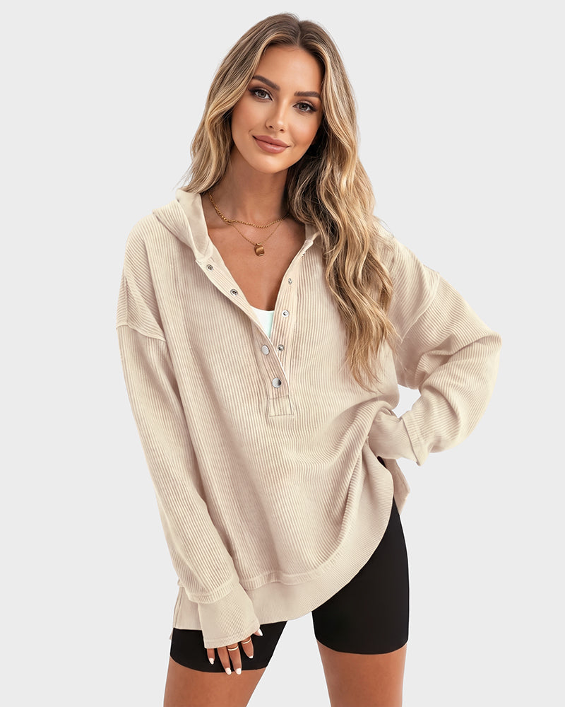 Oversized Collared Ribbed Sweatshirt - view 6