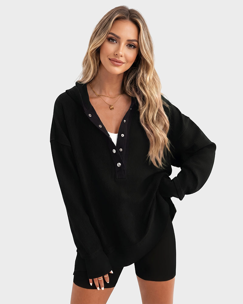 Oversized Collared Ribbed Sweatshirt - view 15