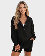 Oversized Collared Ribbed Sweatshirt - view 20