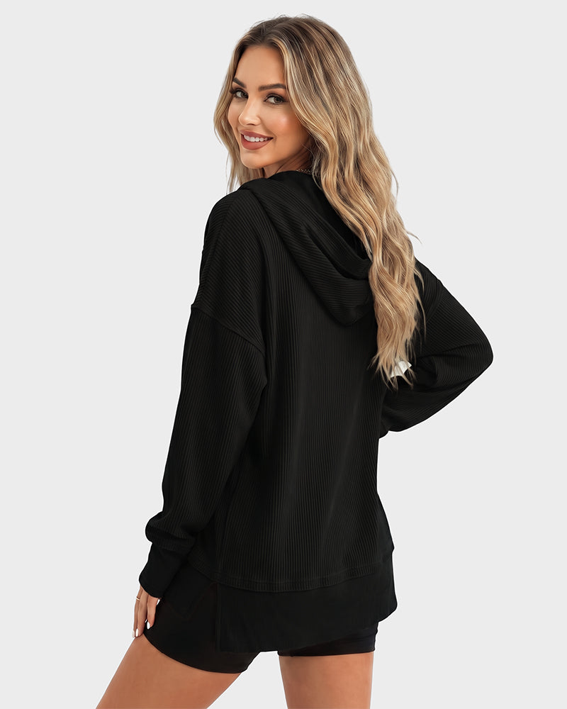 Oversized Collared Ribbed Sweatshirt - view 21