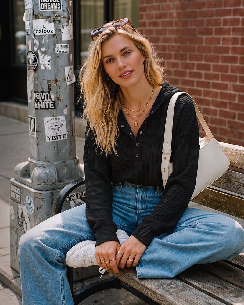 Oversized Collared Ribbed Sweatshirt - view 22