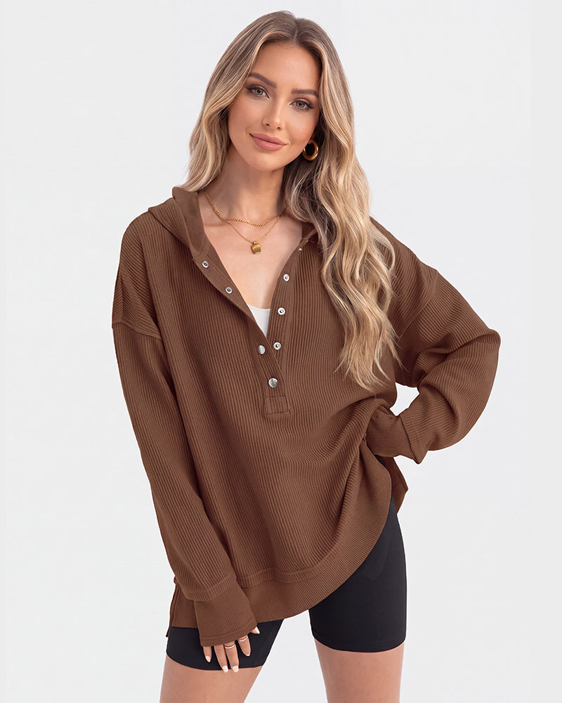 Oversized Collared Ribbed Sweatshirt - view 25