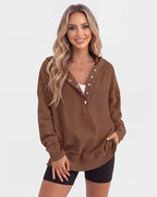Oversized Collared Ribbed Sweatshirt - view 26