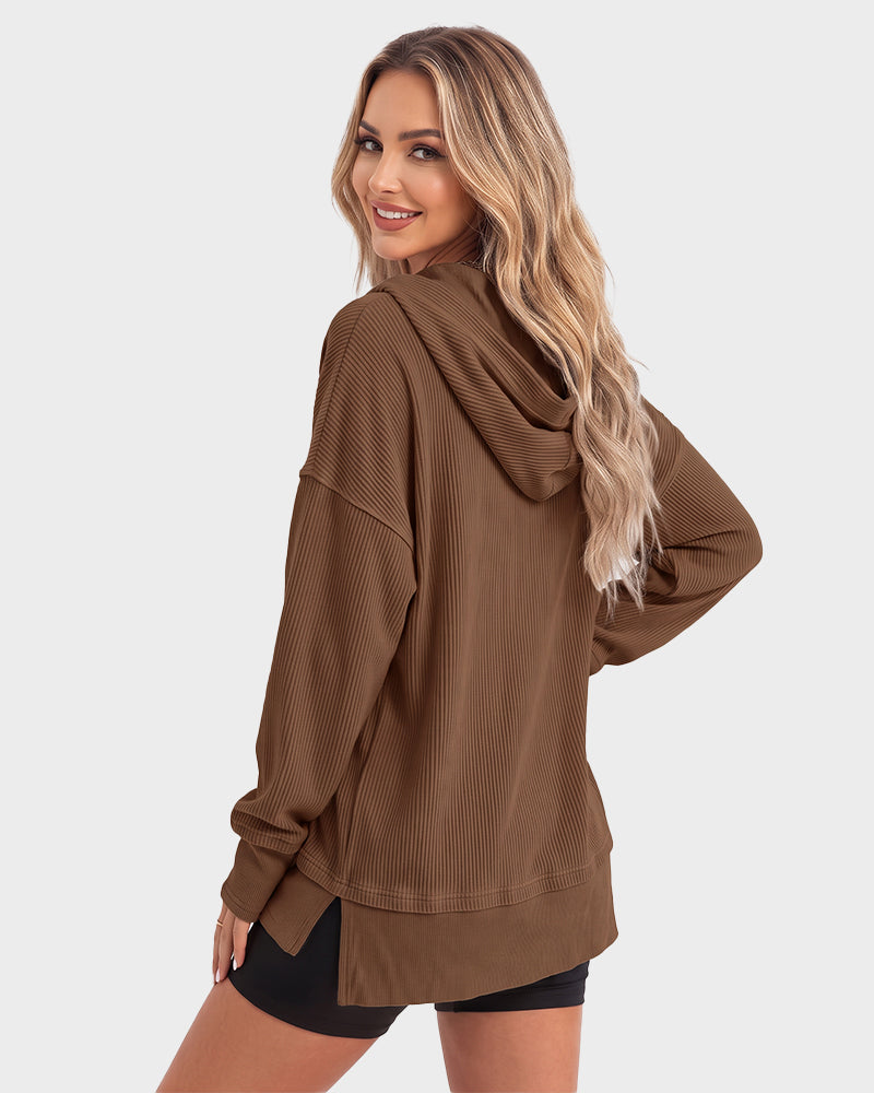 Oversized Collared Ribbed Sweatshirt - view 27