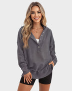 Oversized Collared Ribbed Sweatshirt - view 17