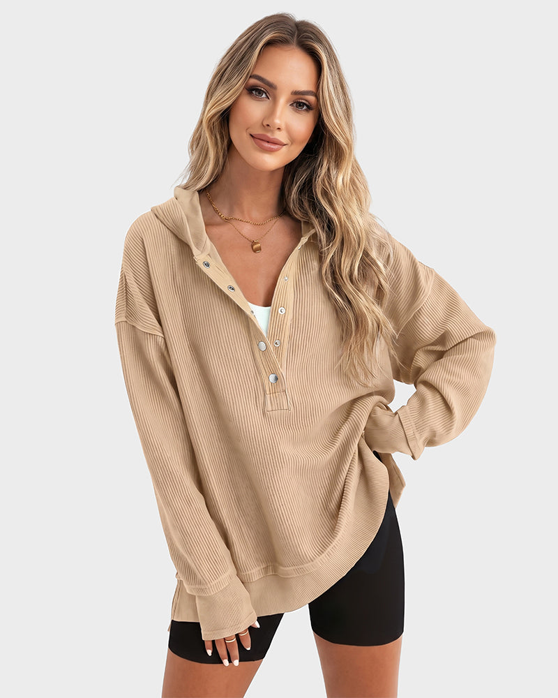 Oversized Collared Ribbed Sweatshirt - view 11