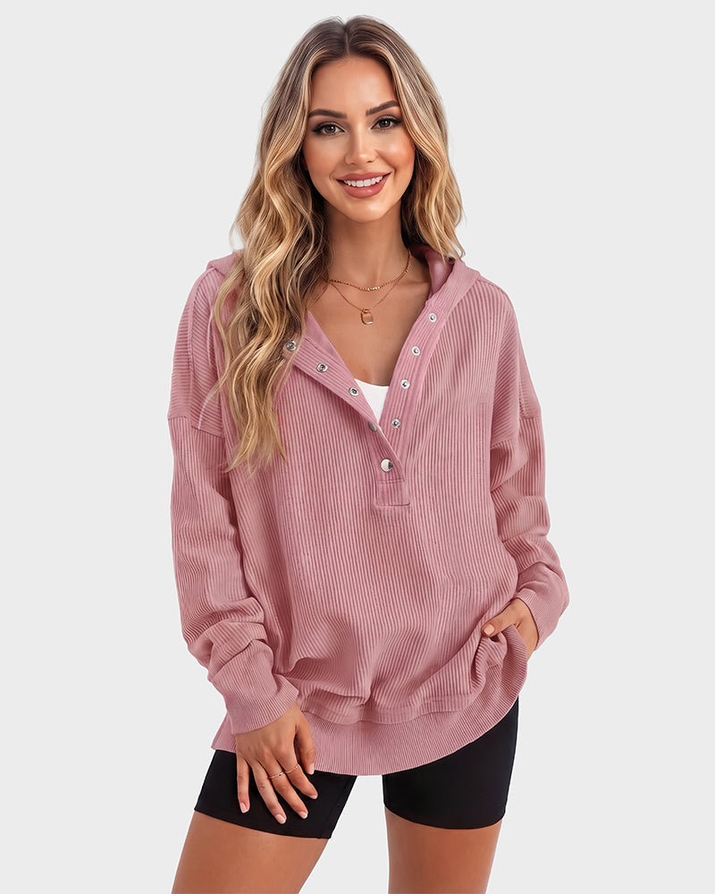 Oversized Collared Ribbed Sweatshirt - view 2