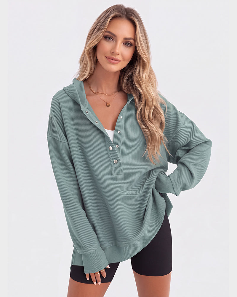 Oversized Collared Ribbed Sweatshirt - view 23