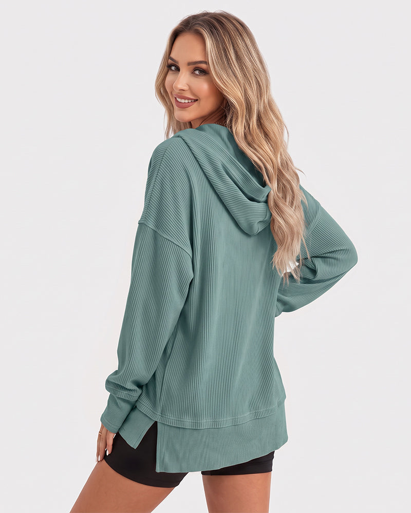 Oversized Collared Ribbed Sweatshirt - view 33