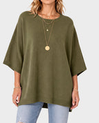 Oversized Crewneck Batwing-Sleeve Knit Sweater - view 16