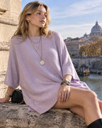 Oversized Crewneck Batwing-Sleeve Knit Sweater - view 6