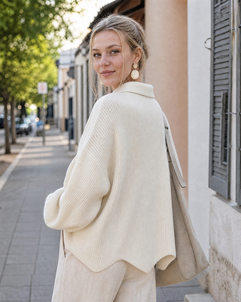 Oversized Ribbed Knit Cardigan with Gold-Tone Buttons - view 3