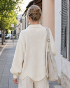 Oversized Ribbed Knit Cardigan with Gold-Tone Buttons - view 4