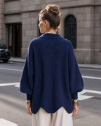 Oversized Ribbed Knit Cardigan with Gold-Tone Buttons - view 13