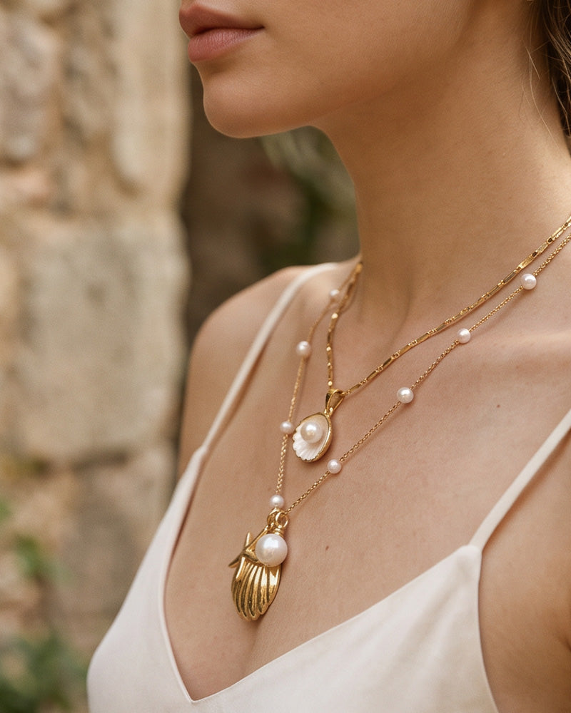 Pearl & Ocean Charm Stackable Necklace - view 7