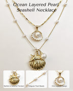 Pearl & Ocean Charm Stackable Necklace - view 3