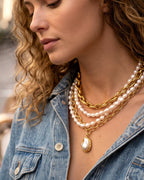 Pearl & Ocean Charm Stackable Necklace - view 9