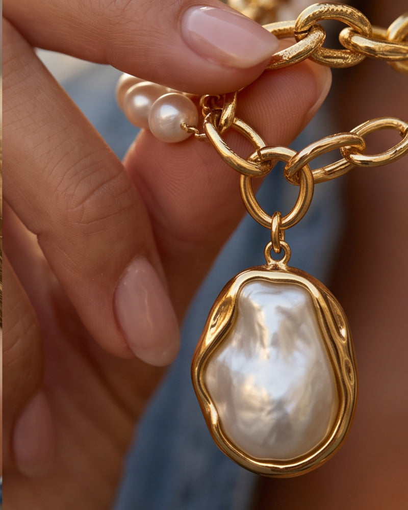 Pearl & Ocean Charm Stackable Necklace - view 10
