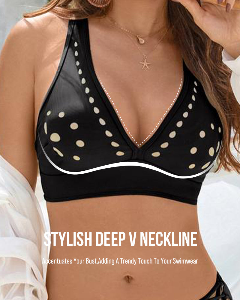 Petal Hollow V-Neck Two-Piece String Bikini Set - view 4