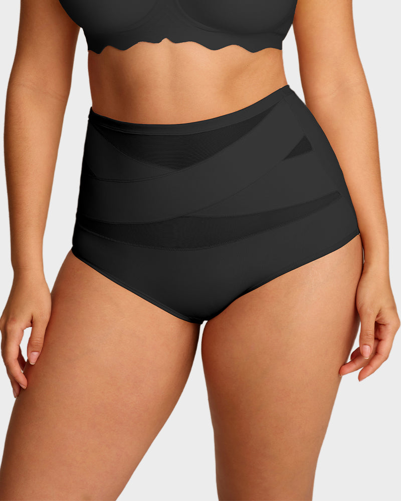 Plus-Size High-Waist Cross Tummy Control Panties (5 Pack) - view 8