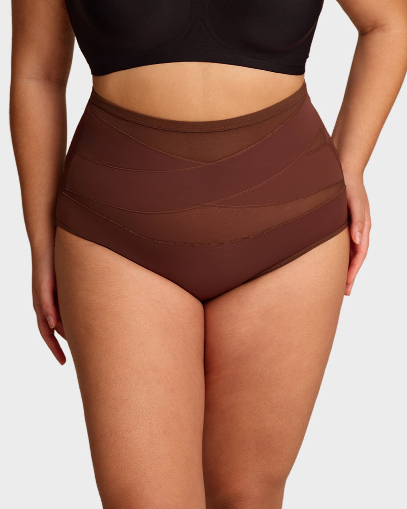 Plus-Size High-Waist Cross Tummy Control Panties (5 Pack) - view 20
