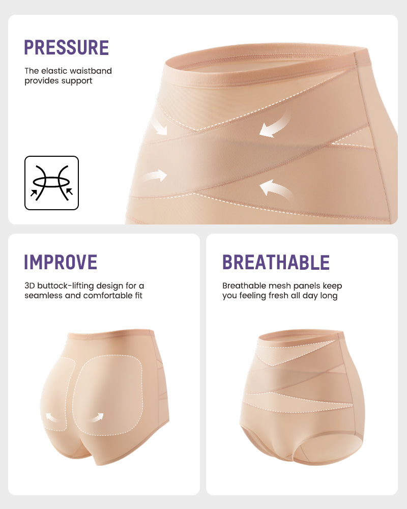 Plus-Size High-Waist Cross Tummy Control Panties (5 Pack) - view 3