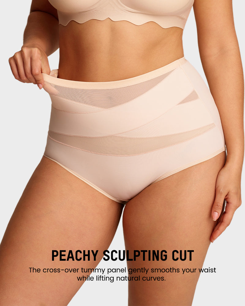 Plus-Size High-Waist Cross Tummy Control Panties (5 Pack) - view 2